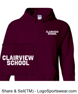 Adult Maroon Clairview Wolves Hooded Sweatshirt Design Zoom